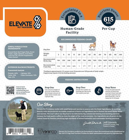 100% Human Grade Air Dried Dog Food - All Natural - USA Grass Fed Beef - Limited Ingredient Dog Food - Grain Free - Dehydrated - Complete Meal or Dog Food Topper  Beef Flavor - 7.3 lb