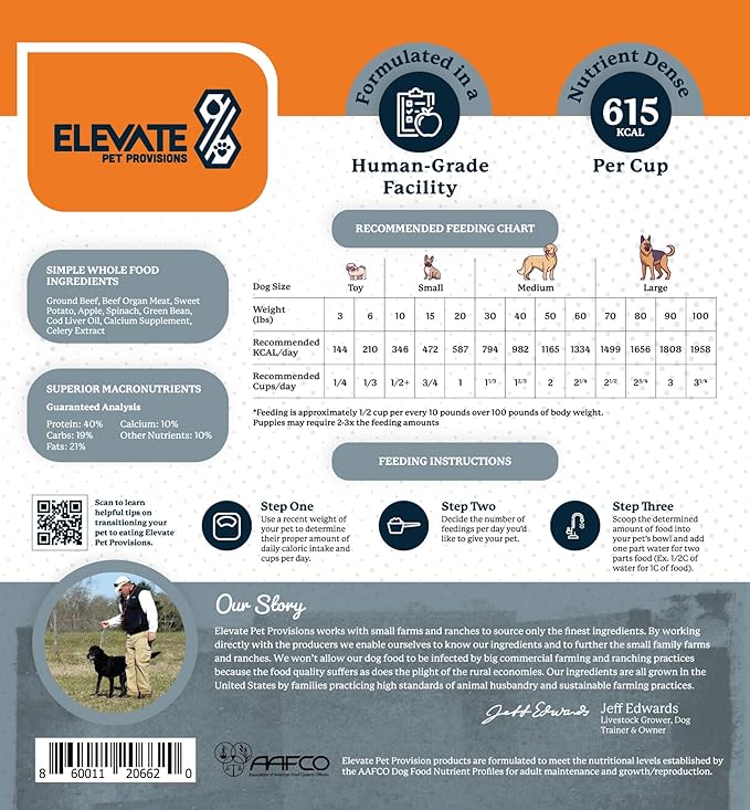 100% Human Grade Air Dried Dog Food - All Natural - USA Grass Fed Beef - Limited Ingredient Dog Food - Grain Free - Dehydrated - Complete Meal or Dog Food Topper  Beef Flavor - 3.65 lb