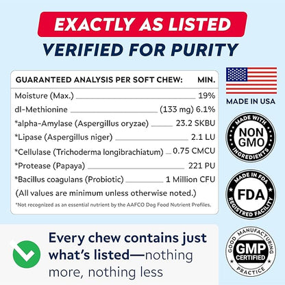 STRELLALAB Green Grass Dog Chews - Dog Pee Grass Helper - Supplement Urine Neutralizer for Grass Burn Spots - Grass Treatment for Pet Urine - Pee Lawn Repair Treats with Probiotics - Made in USA