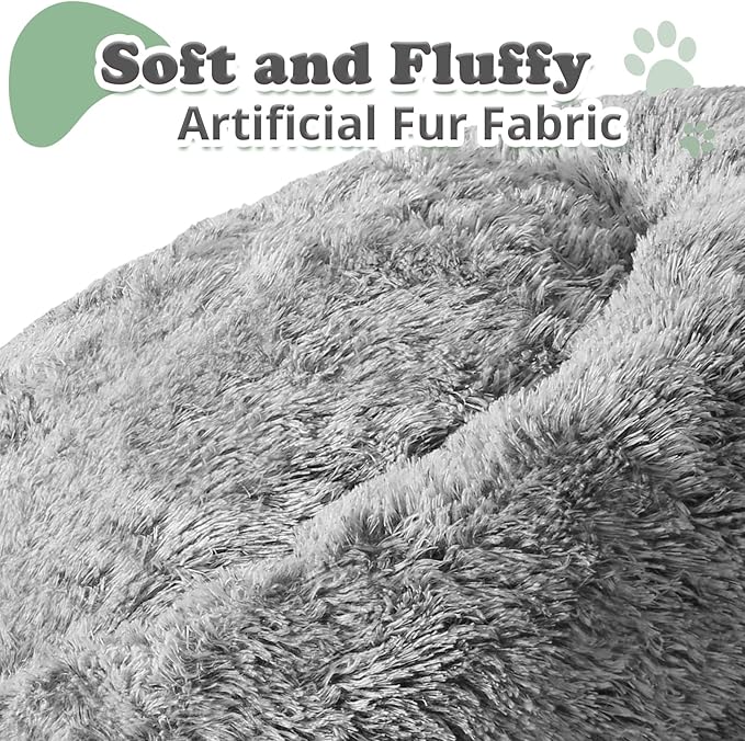 JOLLYVOGUE Dog Beds, Calming Small Dog Bed, Anti-Anxiety Dog Bed for Small Dogs, Fluffy Donut Dog Bed, Cozy Dog Cat Cushion Bed for Small Medium Dogs (24")