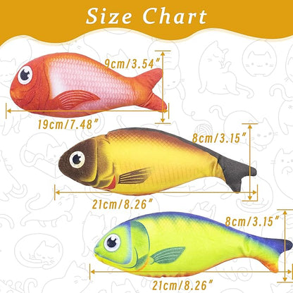 Soft Catnip Toys Fish, 3 Pack Bell Sound Cat Toys, Interesting Indoor Cat Kicker Toys, Durable and Highly Interactive Catnip Toys (Lucky Fish)