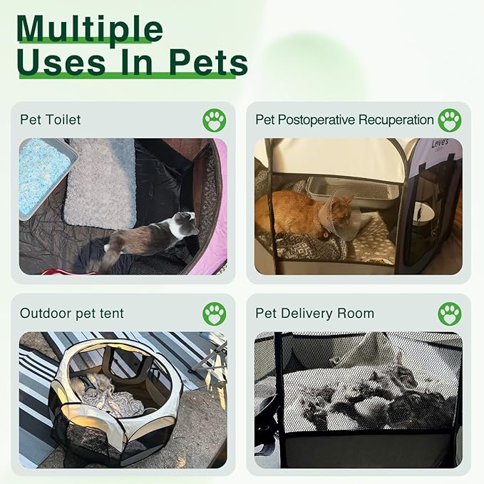 Love's cabin Pet Puppy Dog Playpen, Large Dog Tent Crates Cage Indoor/Outdoor, Portable Playpen for Cat, Foldable Pop Up Dog Kennel Playpen with Carring Case, Removable Zipper Top, Green