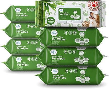 MED PRIDE 100% Bamboo Fiber Hypoallergenic Dog Wipes for Paws and Butt, Alcohol & Paraben-Free, Deodorizing, 8_8, 800 Wipes