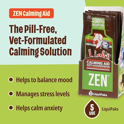 Licks Dog Zen Calming Aid Supplements - 5-use (Roasted Chicken Flavor)