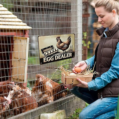 Funny Chicken Gifts Relax Local Egg Dealer Tin Sign for Home Farm Chicken Coop Farmhouse Kicthen Garden Decor 8 X 12 Inch (3522)