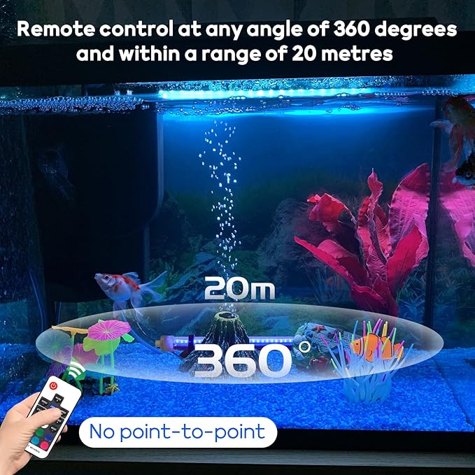 Submersible Aquarium Light for Fish Tank: Full Spectrum Underwater Fish Tank Light with Dimming 8 Colors - COB LED Aquarium Lights with Remote and Suction for 7.8 Inch Saltwater Freshwater Tanks