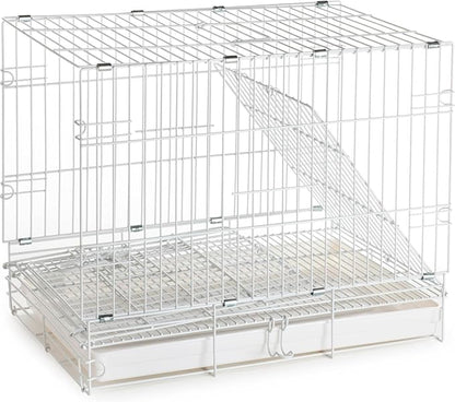 Easy Portable Foldable Travel Vet Bird Parrot Cage Carrier Handle with Stainless Feeder Bowls and Natural Wooden Stand Perch Prevent Beaks Out