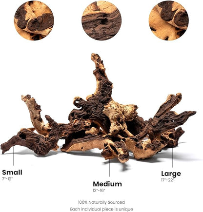Ultum Nature Systems Driftwood - Mopani Wood - Natural Aquarium Hardscape for Planted Tank Aquascaping - Fish, Crab, Reptile, Bird, Paludarium Enclosure Structure, Terrarium Decor - SM 5Pc, 7-12"