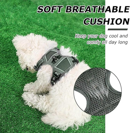 Dog Harness Small Sized Dog, No Pull Pet Harness with 2 Leash Clips, Adjustable Soft Padded Dog Vest Harnesses, Reflective No-Choke Pet Oxford Vest