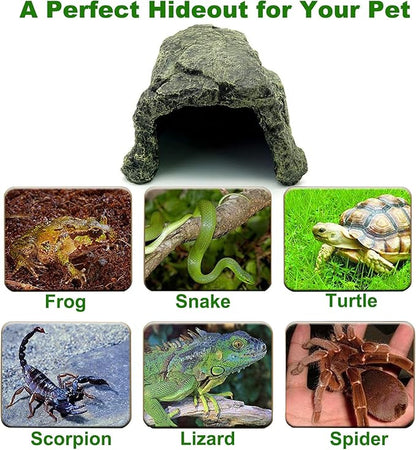 Besimple Aquarium Fish Hide Cave Decoration, Reptile Rock Hideouts Stone Cave Hide House Fish Tank Aquarium Accessories for Betta Shrimp Turtle Amphibians Small Lizards(Rock Hide Cave)