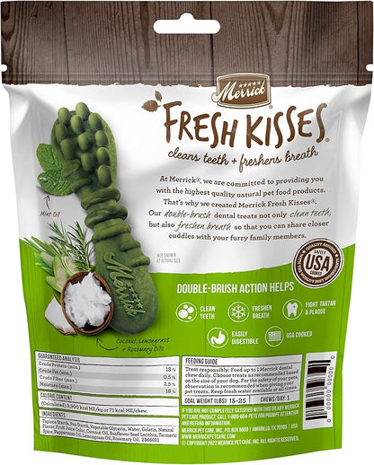 Merrick Fresh Kisses Natural Dental Chews Infused With Coconut And Botanical Oils For Small Dogs 15-25 Lbs - 9 ct. Bag