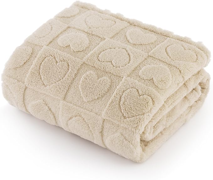 Bedsure Dog Blanket for Large Dogs Washable - Soft Fluffy Puppy Blanket with Premium 300GSM Coral Fleece, Cozy Calming Cat Blankets for Indoor Cats, Fuzzy Pet Blanket for Couch, White, 60x80IN