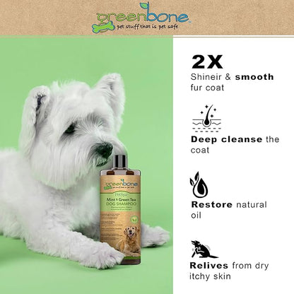 Pet Spa Mint & Green Tea Dog Shampoo - Calming, Soothing, Gentle Grooming Solution, 33 fl oz, Safe & Natural Formula