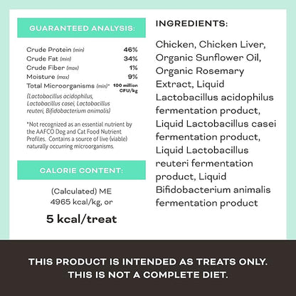 Primal Freeze Dried Dog Treats; Chicken Liver Dog Treats with Probiotics for Dogs; Liver, Laugh, Love; Crunchy Grain Free Training Treats for Dogs, 1.5 oz (Pack of 2)