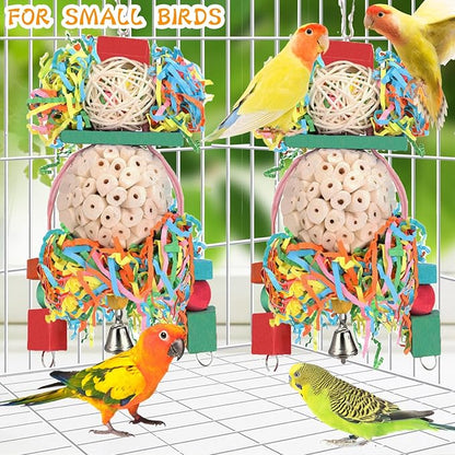 BBjinronjy Bird Toys,2PCS Hanging Natural Soft Sola Ball Beak Chew Shred Forage Toys for Parrots,Cockatiel,Conure,Love Birds,Parakeets,Budgie and Other Small Birds
