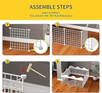 Dog Playpen Indoor with Door, 18 Panel DIY Puppy Play Pen Portable Metal Wire Yard Fence Small Animal Exercise Cage for Small-Sized Dog,Puppy, Rabbit, Guinea Pigs, Turtle,Ferret.