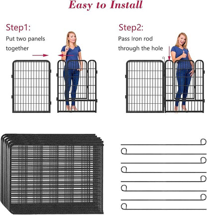 Dog Playpen, 40 inch Height 10 Panels Heavy Duty Dog Fence Pet Playpen with Door, Anti-Rust Dog Exercise Pen with Lock, Portable Pet Fence Outdoor for Yard RV Camping