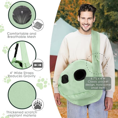Small Dog Carrier Sling and Pet Nest, Soft-Sided Pet Sling Carrier with Thick Padded, Reversible Puppy Pouch with Breathable Mesh, Adjustable Strap, Dual-use Dog/Cat Travel Bag/Bed for Outdoor（5-22lb）