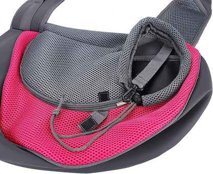 Dog Pet Sling Carrier Puppy Cat Sling Mesh Carrying Bag Adjustable Strap Breathble Small Dog Cat Satchel Carrier Hand Free Safe Front Backpack Soft Foldable Pet Purse Pouch Travel Outdoor