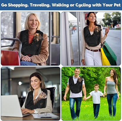 MABOZOO Mesh Pet Sling Carrier for Small Dog, Double Shoulder Strap Dog Carrier Sling Hands Free Cat Sling, Breathable Puppy Pouch Travel Safe Sling Bag for Small & Medium Dogs, Cats, Pets