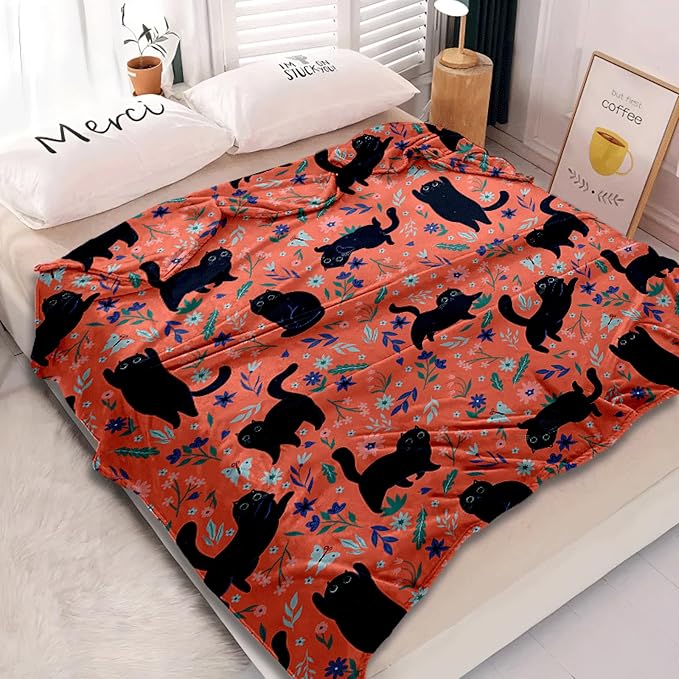 Cat Blanket, Cats Gifts for Girls Women, Cat Gift for Cats Lovers, Birthday Gifts Decor Throw Blanket 50"x60"