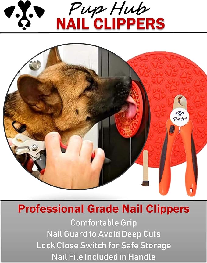 Dog Nail Clipper, Nail Trimmer/Dog Licking Mat, Distraction Device/Dog Bathing Brush, Soothing Massager - Dog Grooming Set for Excited and Anxious Dogs Bath Time