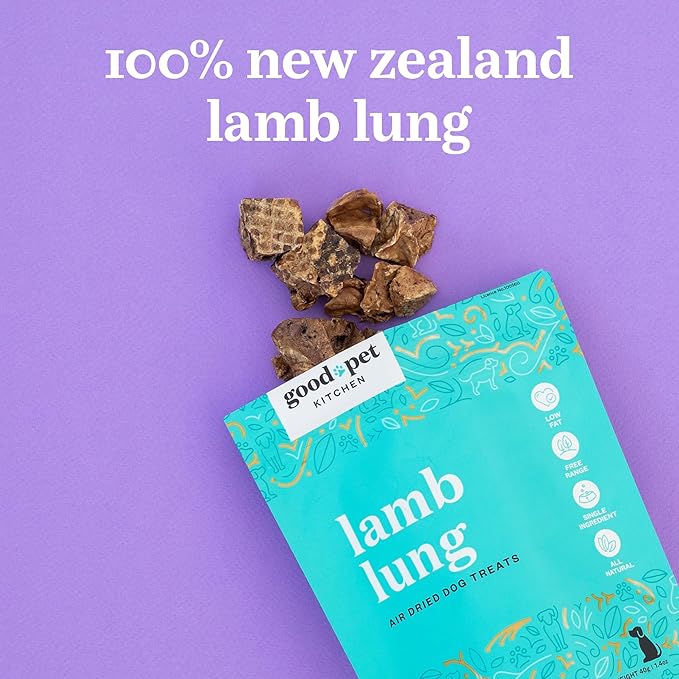 Pet Treats, Air-Dried, Natural, Single Ingredient Dog Treat, Free Range, Grain Free Dog Treats, Toppers, Snacks, Lamb Lung 1.4 oz