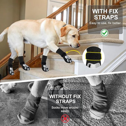 BEAUTYZOO Dog Socks, Non Slip Dog Socks to Prevent Licking Paws -Dog Shoes for Hot/Cold Pavement, Dog Boots & Paw Protectors, Dog Booties for Hardwood Floors, Small Medium Large Senior Dogs