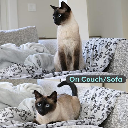 Stuffed Premium Soft Dog Blanket, with Flannel Grey Cute Paw Print, 24 * 32 inches, Cat Blanket Puppy Pads Supplies Dog Products Stuff Essentials