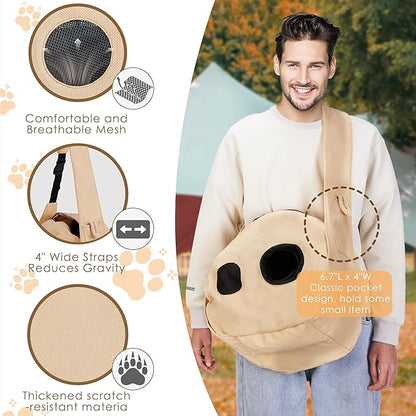 Small Dog Carrier Sling and Pet Nest, Soft-Sided Pet Sling Carrier with Thick Padded, Reversible Puppy Pouch with Breathable Mesh, Adjustable Strap, Dual-use Dog/Cat Travel Bag/Bed for Outdoor（5-22lb）