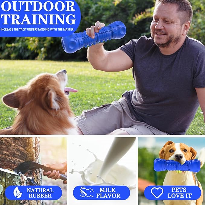 Dog Squeaky Toys for Aggressive Chewers, Durable Dog Chew Toys for Large Medium Breed Dog, Dog Toys, Tough Durable Dogs Toys with Natural Rubber (Bule D, for Larege Dogs)