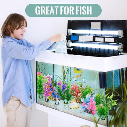 Tigeen 80 Pcs Aquarium Fish Tank Decorations Aquatic Artificial Colorful Fish Tank Accessories Aquarium Plants Small to Large Size Style Lifelike Plants Decor for Household Office DIY
