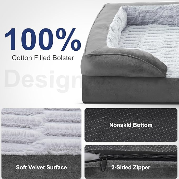 FURTIME Orthopedic Dog Beds Large Sized Dog, XL Washable Dog Bed for Large Dogs, Comfy Supportive Foam Pet Couch Bed with Removable Cover, Waterproof Extra Large Sofa Bed Foam and Nonskid Bottom