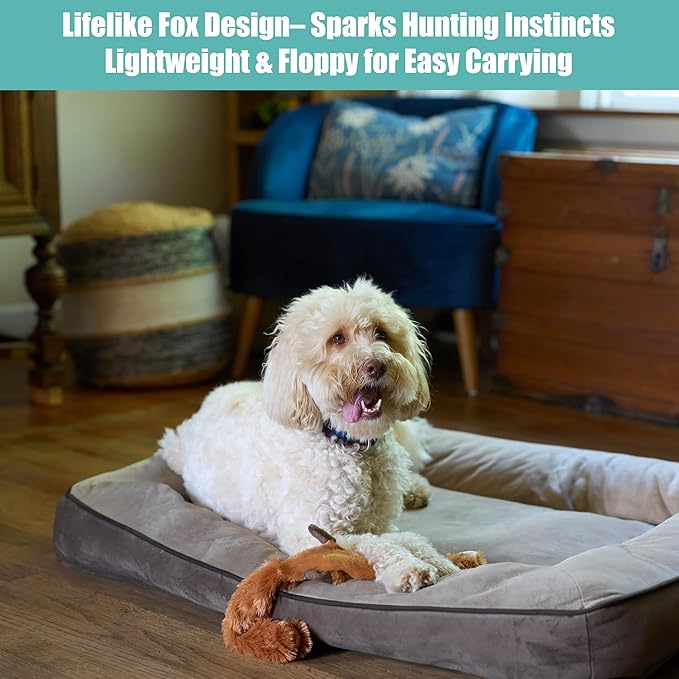 SPOT Skinneeez Fox 23-Inch Stuffing-Free Plush Dog Toy – Realistic Design with 2 Squeakers – Durable, Soft Polyester for Medium & Large Dogs – Tug, Fetch & Shake Play – for Moderate Chewers