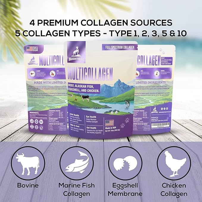 Multi-Collagen Peptide Daily Liquid Collagen for Dogs, Dog Collagen, Eggshell Powder Membrane for Dogs - Arthritis, Skin & Coat Health, Allergies,Dog Mobility Hip & Joint Pain Joint Supplement Relief