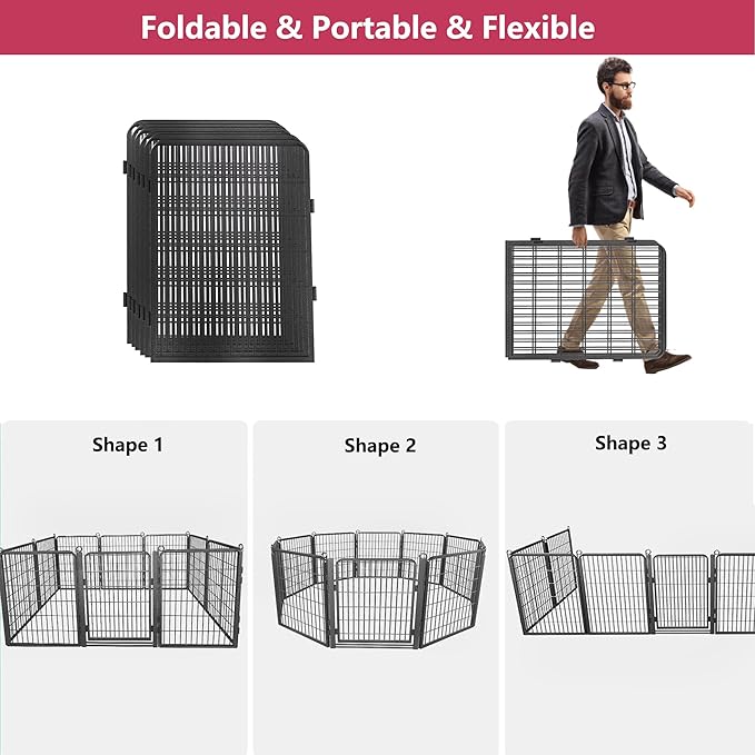 Dog Playpen with Extra Large Door Dog Fence Outdoor for Yard Indoor Dog Pen 40inch 28 Panels Dog Pens Outside Anti-Rust Pet Fence Portable Dog Fence for RV Camping Yard