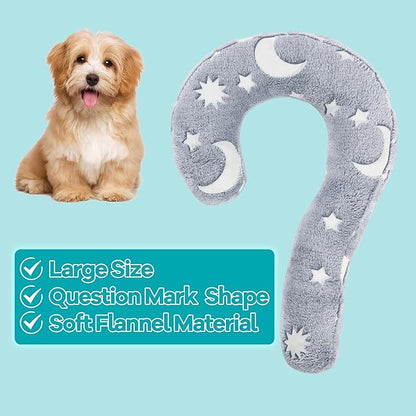 MABOZOO Question Mark Dog Pillow, Pet Pillow Glow in The Dark for Dogs and Cats, Question Shaped Dog Neck Pillow Calming Pillow Pet Calming Toy for Joint Relief Sleeping Improve(Gray, M)