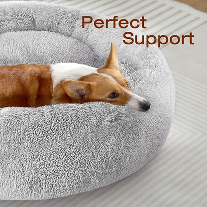 JOLLYVOGUE Dog Beds, Calming Small Dog Bed, Anti-Anxiety Dog Bed for Small Dogs, Fluffy Donut Dog Bed, Cozy Dog Cat Cushion Bed for Small Medium Dogs (24")
