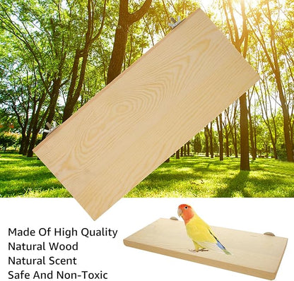 4 Pack Bird Perch Stand 12.4×5.3 Inch Parrot Wood Platform Rectangle Wood Perch Stand Board Shelf for Parrots Birds Budgie Parakeet Cockatiel Hamster Chinchilla Gerbil