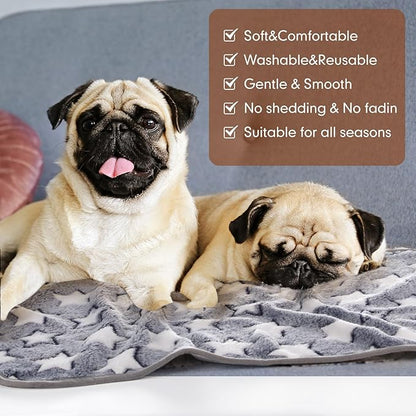Chumia 40 Pcs Blankets Soft Fluffy Fleece Washable Pet Dog Sleep mat Paw Print Pattern Fleece Blankets for Pets Throw Warm Bed Mat for Dog Puppy Cat(24 x 16 Inch,Grey)