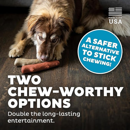 Petstages Dogwood Durable Dog Chew Toys, Real Wood & Mesquite, 2-Pack, Medium