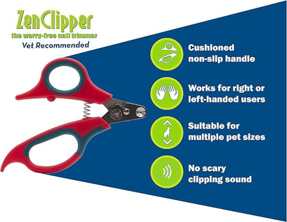 Zen Clipper Pet Nail Clipper for Cats  Cat Nail Trimmer for Safer Pet Grooming Care - Clean, Quiet, and Easy-to-Use Stainless Steel Claw Trimmer - (1.5mm Hole)