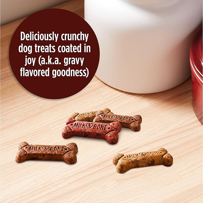 Milk-Bone Gravy Bones Dog Treats with 4 Savory Meat Flavors Coated in Gravy, 7 Pound