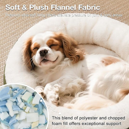 Love's cabin Round Donut Cat and Dog Cushion Bed, 25in Pet Bed for Small or Medium Dogs, Anti-Slip & Water-Resistant Bottom, Soft Durable Fabric Pet Beds, Washable Calming Cat & Dog Bed Olive Green