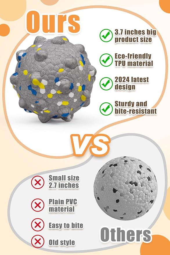 Dog Balls for Aggressive Chewers,Indestructible Tennis Balls for Dogs, Durable Bouncy Dog Toy Balls, Interactive Dog Toys for Fetch Game, Lightweight Floating Balls(Grey Small)