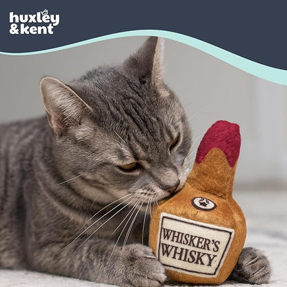 Huxley & Kent Plush Cat Toy - Interactive Catnip Toy for Cats & Kittens - Soft Kitty Toy with Crinkle & Catnip - Fun Indoor Play Toy - Whisker's Whiskey
