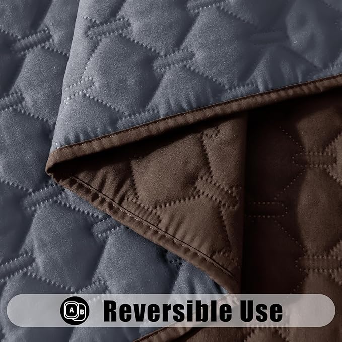 Smiry Waterproof Dog Blanket, Soft Dog Bed Cover Pet Blanket, Reversible Couch Cover for Dogs Washable, Pet Couch Covers for Sofa Furniture Protector for Puppy Cat (82x120 Inch, Chocolate/Dark Grey)