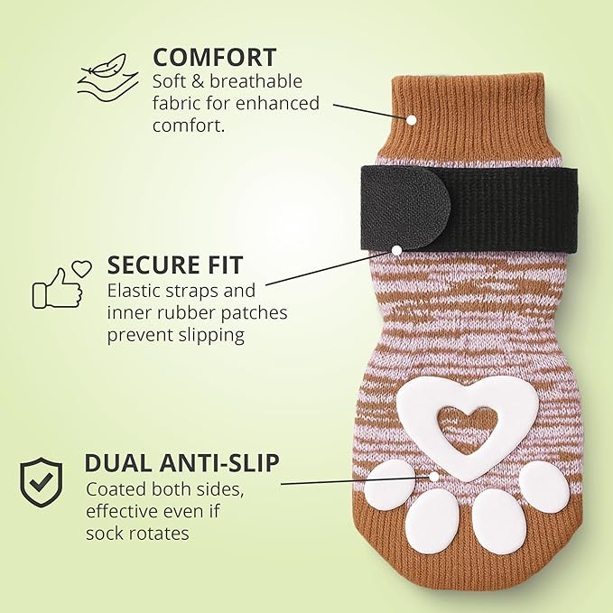 Anti Slip Dog Socks for Hardwood Floors, 6 Pack | Dog Socks to Prevent Licking Paws and Add Traction | Paw Protection for Senior Dogs | Dog Booties Alternative - XXS