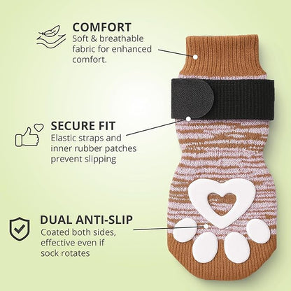 Anti Slip Dog Socks for Hardwood Floors, 6 Pack | Dog Socks to Prevent Licking Paws and Add Traction | Paw Protection for Senior Dogs | Dog Booties Alternative - XXS