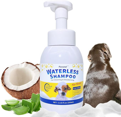 Waterless Dog Shampoo No Rinse Puppy Dry Hypoallergenic Shampoo and Conditioner - Soothing and Deodorizing Quickly Cleans Smelly Dogs and Cats (11.84 fl oz/350ml)